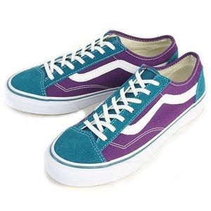 purple and teal vans